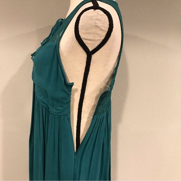 Emerald color lace sleeveless mini dress / tunic - Picture 5 of 10